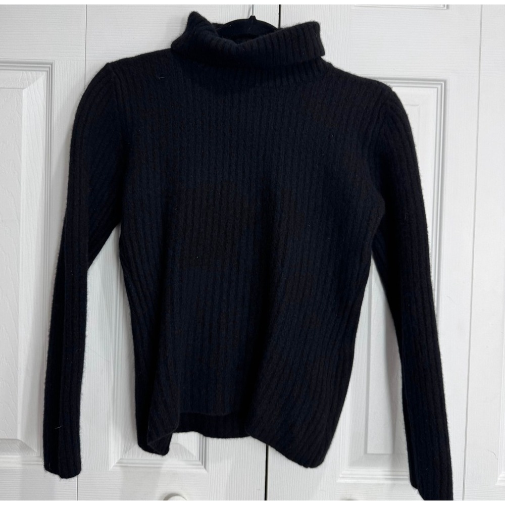 Lanpulux Pullover‎ Sweater Women's Large Black Turtleneck Long Sleeve 100% Wool